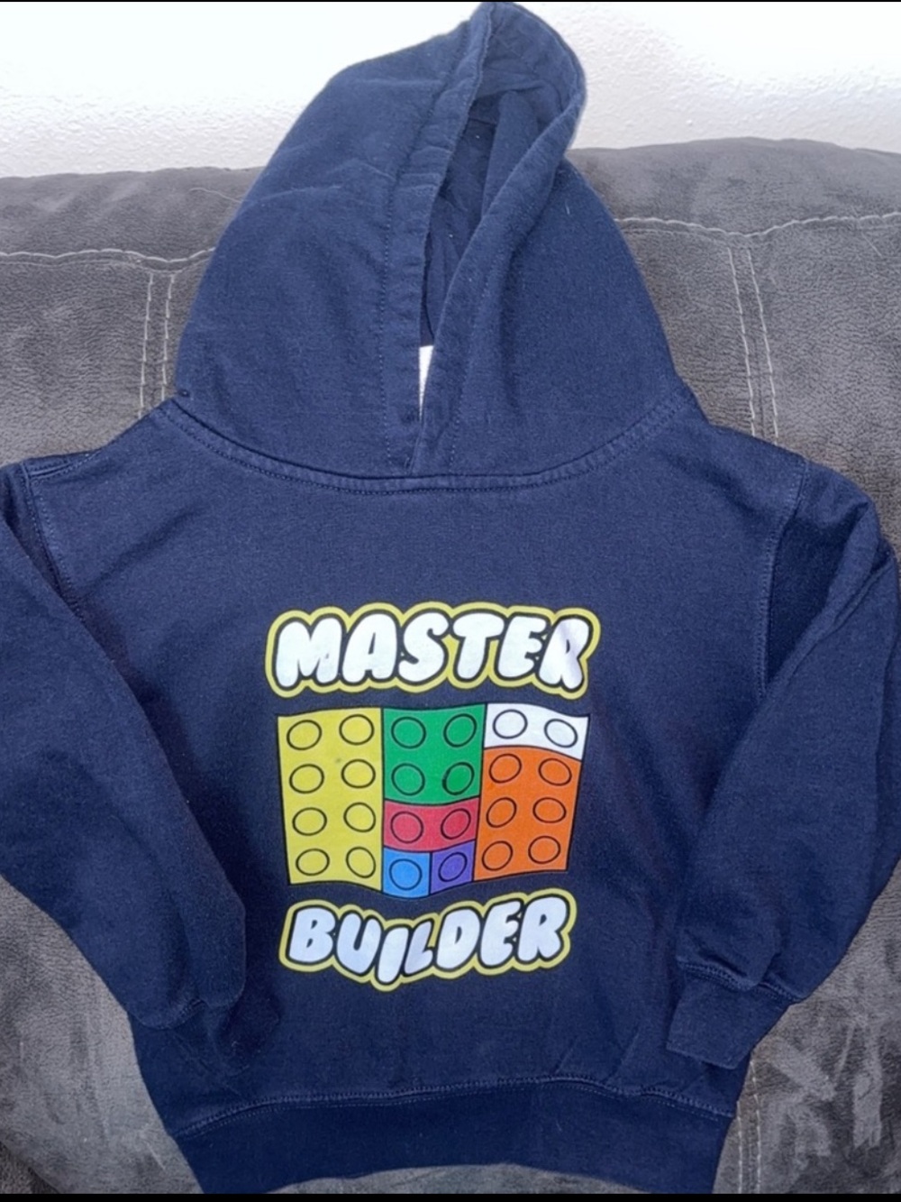 Rabbit Skins Navy Hoodie with Masterf Lego Builder Graphic